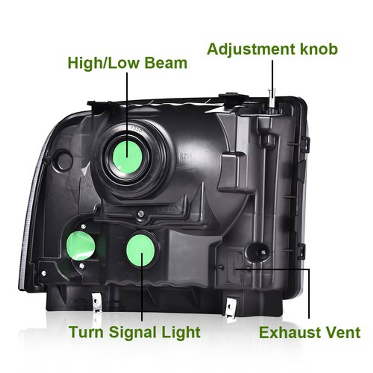 Solid Spare Fit For 99-2004 F250/F350/F450/F550 Super Duty/00-04 Excursion Headlights Black