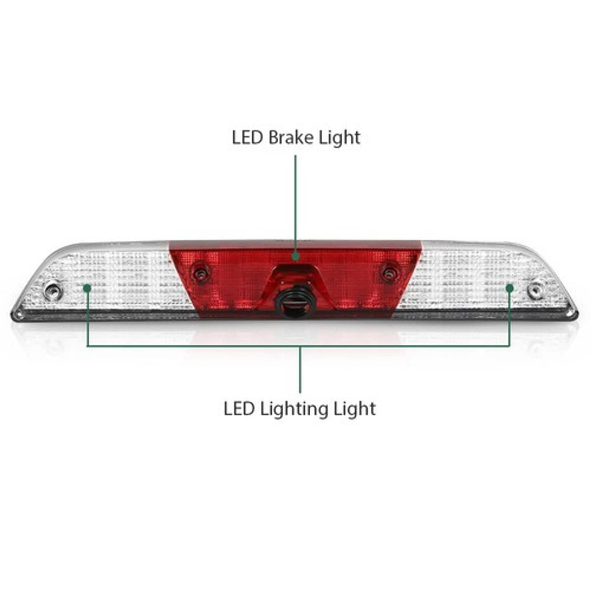 Solid Spare Fit For 2017-2021 F-250 F-350 Super Duty LED 3rd Brake Tail Light w/Camera Hole