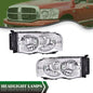 Solid Spare Clear Lens Chrome Housing Headlights Fit For 2002-2005 Dodge Ram 1500 2500 3500