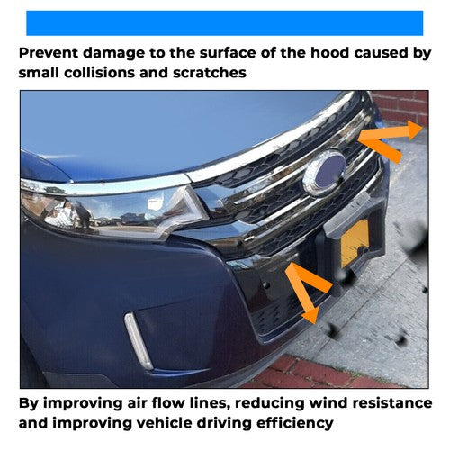 Solid Spare Fit 2011-2014 Ford Edge 3PCS Glossy Black ABS Front Bumper Grille Trim Molding