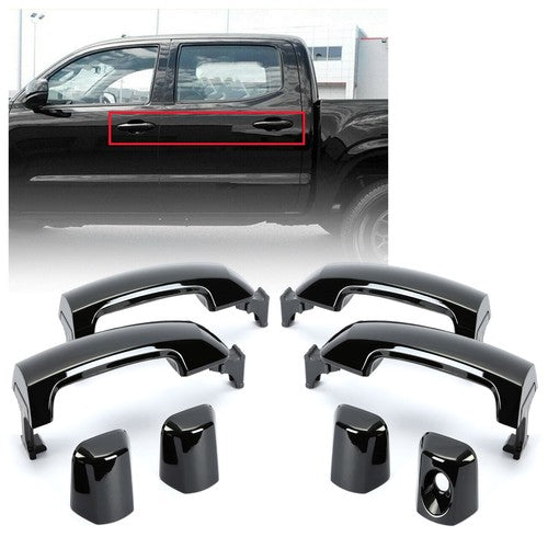 Solid Spare 4 PCS For Toyota Tundra Sequoia 2011-2019 GLOSSY Black Painted Door Handle Kit