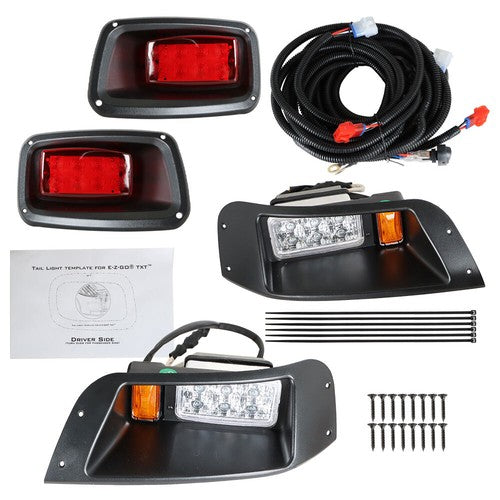 Solid Spare For EZGO TXT Golf Cart Gas&Electric 12V LED Headlight & Tail Light Kit W/ Wire