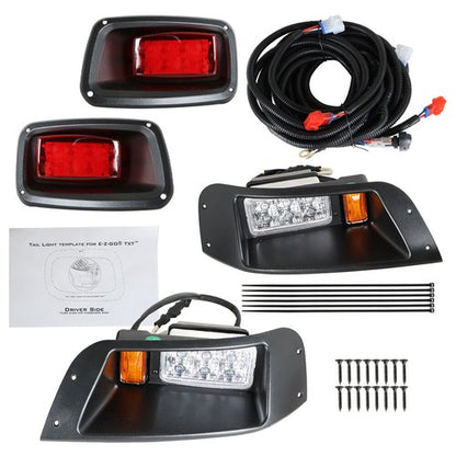 Solid Spare For EZGO TXT Golf Cart Gas&Electric 12V LED Headlight & Tail Light Kit W/ Wire