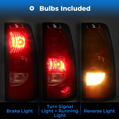 Solid Spare Rear Brake Tail Lights For Chevy Silverado 1500 2500 3500 HD 2003-2006 w/Bulb