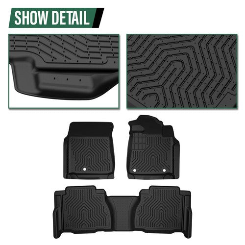 Solid Spare TPE Floor Mats Liners Fit For 07-11 Toyota Tundra Double Cab/CrewMax All-Weather