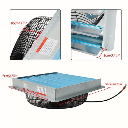 Solid Spare Shutter Exhaust Fan Aluminum High Speed Wall Mounted Greenhouse Garage USA 20''