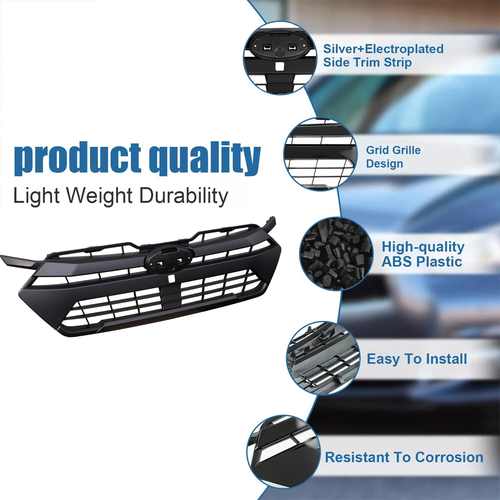 Front Bumper Upper Grille Matte Black Replacement For 2024 2025 Subaru Crosstrek