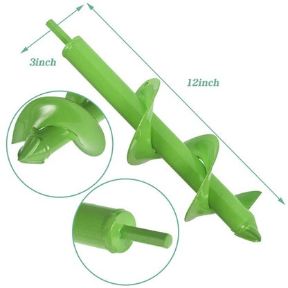 Solid Spare Garden Planting Auger 3x12Inch,Heavy Duty Solid with Thickened Spirals Green