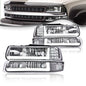 Solid Spare [LED DRL]For 99-02 Chevy Silverado 1500 2500 HD Headlight+Bumper Lamps Chrome