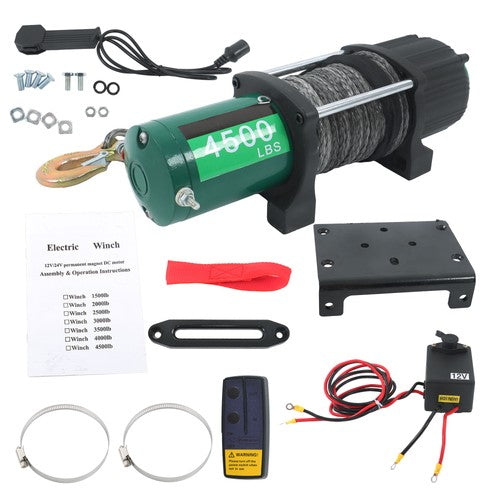 Solid Spare 4500lbs Synthetic Rope Electric Winch Waterproof IP67 with 82ft Wireless Remote