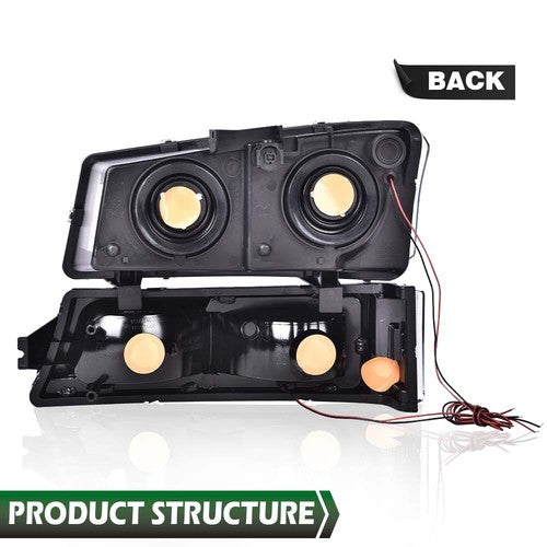 Solid Spare LED DRL Headlights Bumper Lamps+Fog Lights Fit For 03-06 Silverado Avalanche
