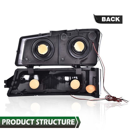 Solid Spare LED DRL Headlights Bumper Lamps+Fog Lights Fit For 03-06 Silverado Avalanche