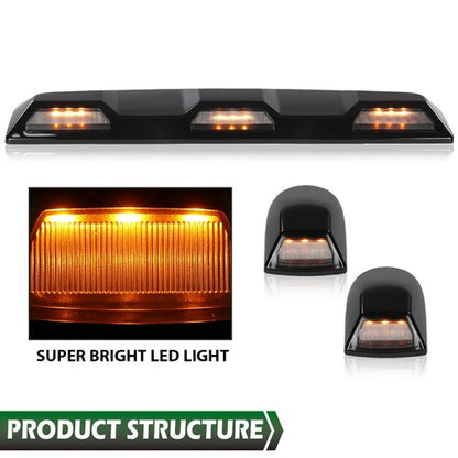Solid Spare Amber LED Roof Marker Light Kit Fit For 2020-2023 Silverado Sierra 2500HD 3500HD