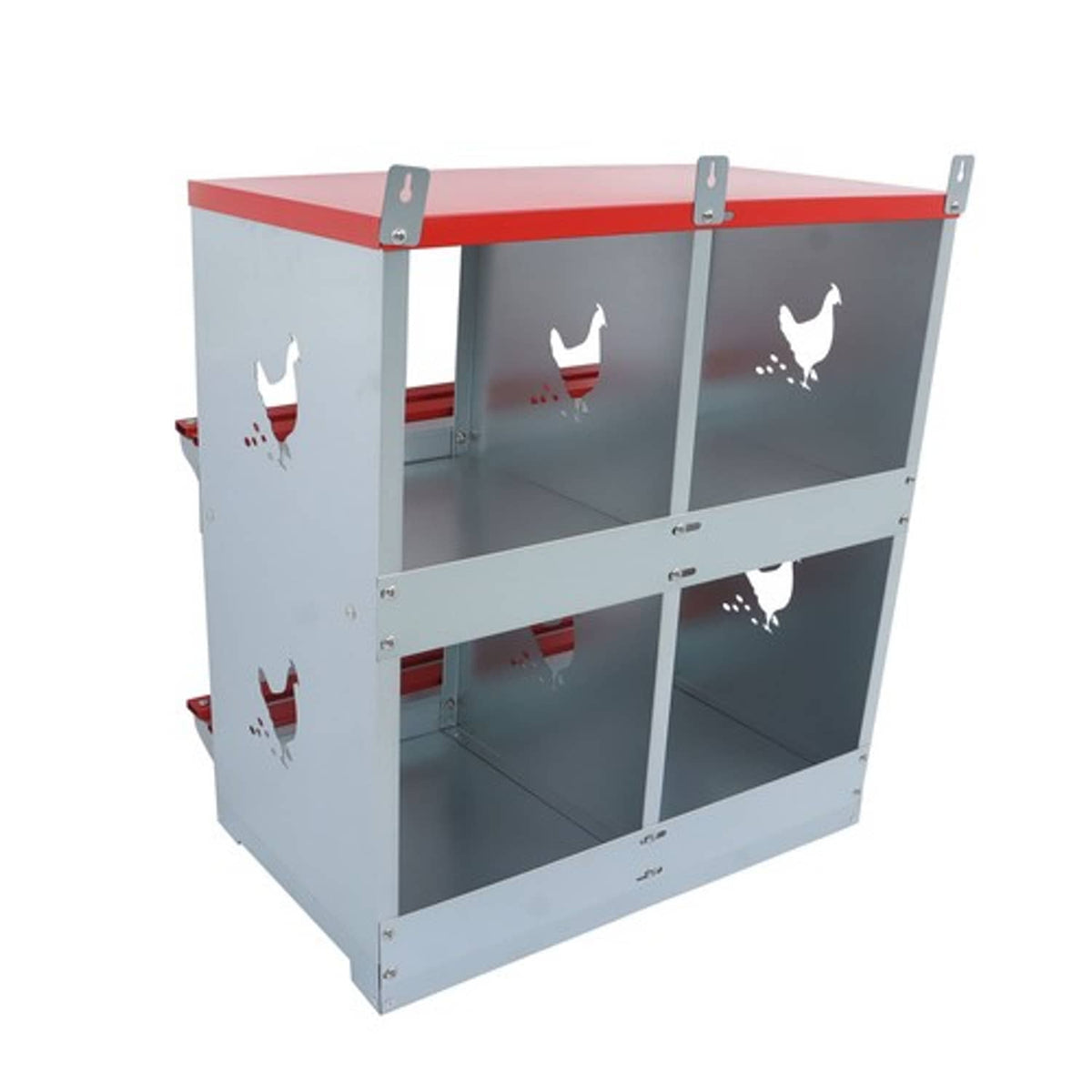 Solid Spare Chicken Nesting Boxes 4 Compartment Metal Poultry Nest Box Wall Mount For Hens