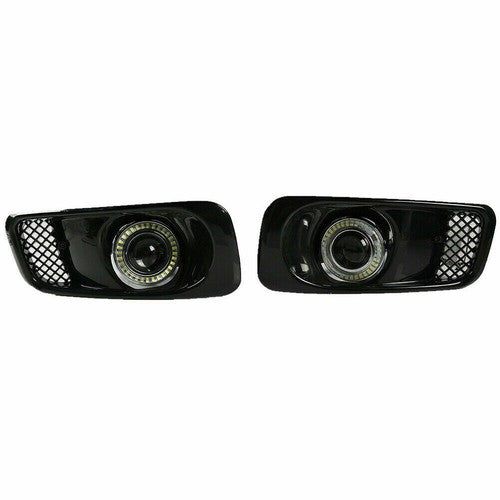 For 1999-2000 Honda Civic JDM Type R Black Grille Grill & LED Fog Lights 3PCS