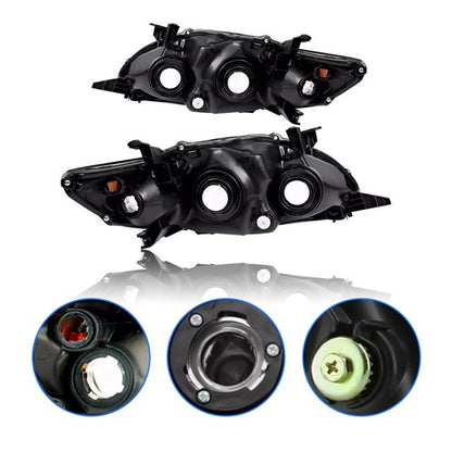 For 2011 2012 2013 Toyota Corolla Headlights Headlamp Pair Black Housing  LE XLE