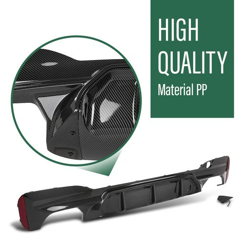 Solid Spare Fit For 2017-2023 BMW G30 5 Series W/ M Sport M5 Style Rear Diffuser Carbon Look