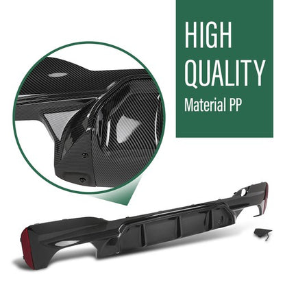 Solid Spare Fit For 2017-2023 BMW G30 5 Series W/ M Sport M5 Style Rear Diffuser Carbon Look