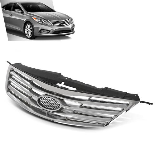 Solid Spare Fit For 12-14 Hyundai Azera Front Bumper Upper Grille Grill Black & Chrome