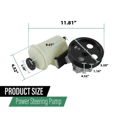 Solid Spare Power Steering Pump w/ Pulley & Reservoir Fit For 2009-2010 Dodge Ram 1500