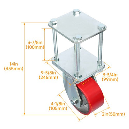 Solid Spare Hitch Mount Skid Wheel for RV Trailer 5th Wheel 2.5" or 3" Receivers Zinc-Plated