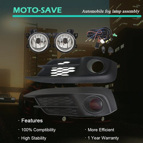 Solid Spare For 16 17 HONDA CIVIC 2/4Dr Bumper Driving Fog Lights w/Switch+Bulbs 2PCS