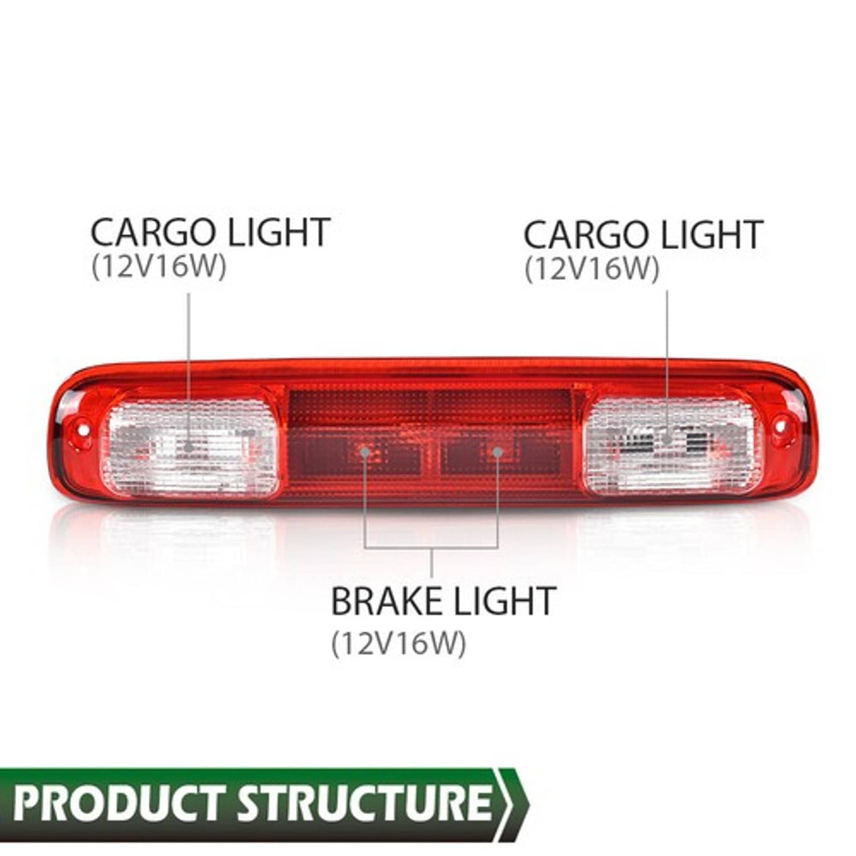 Solid Spare Fit For 99-07 Chevy Silverado GMC Sierra 3rd Brake Tail Light Stop Lamp w/ Bulbs