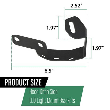 Solid Spare Fit For 07-21 Tundra/09-23 4Runner Hood Ditch Side LED Pod Lights Mount Brackets