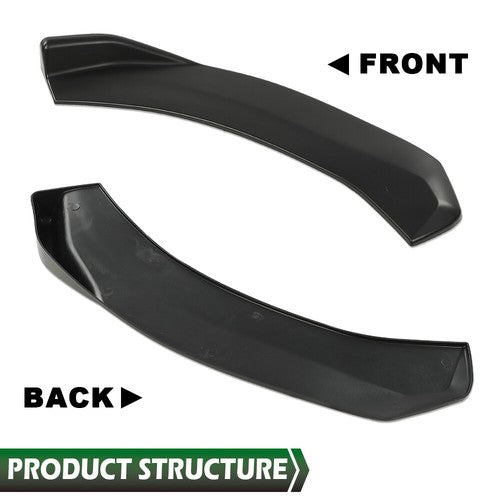 Solid Spare Universal Front Bumper Lip Spoiler Splitter Diffuser Winglet Type 2Pcs Black