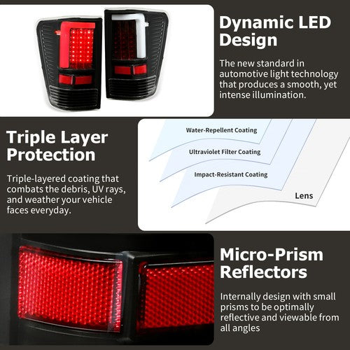 Solid Spare Black Fits 2004-2015 Titan LED Tube Tail Lights Brake Lamps Left+Right 04-15