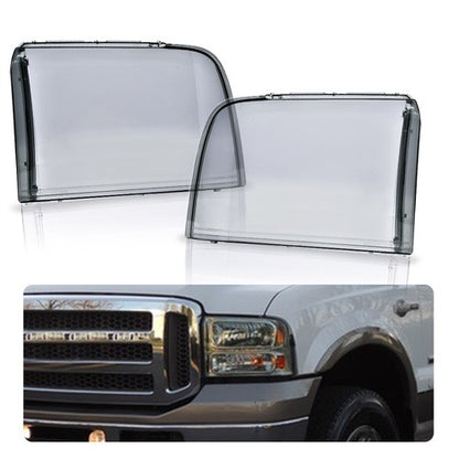Solid Spare Fit For 05-07 Ford F250 F350 Super Duty Smoke Headlight Replacement Lens