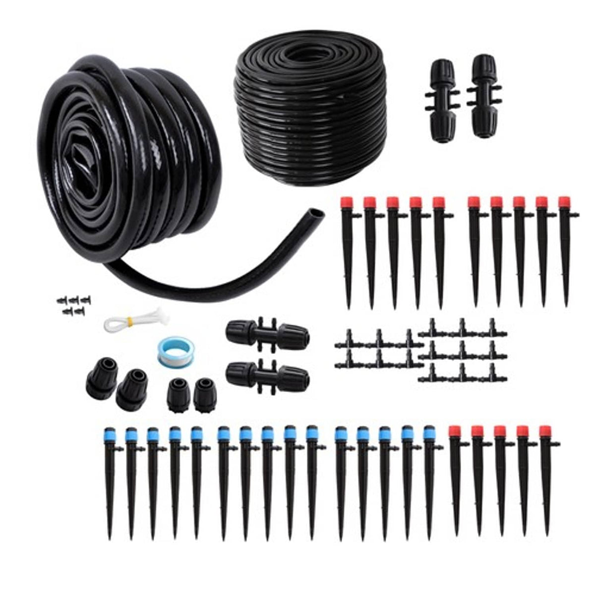 Solid Spare Drip Irrigation System Kit 240FT with 1/2 Inch Hose 1/4 Inch Distribution Tubing