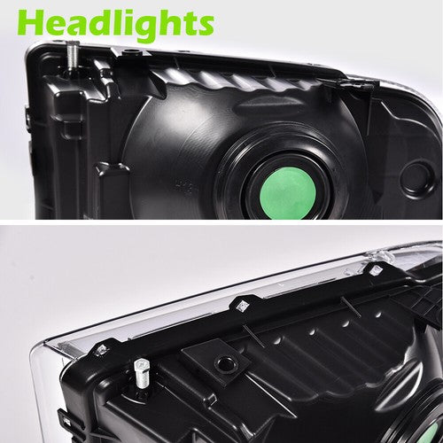 Solid Spare Conversion Headlights Fit For 1999-2004 Ford F250 F350 Ford Super Duty Excursion
