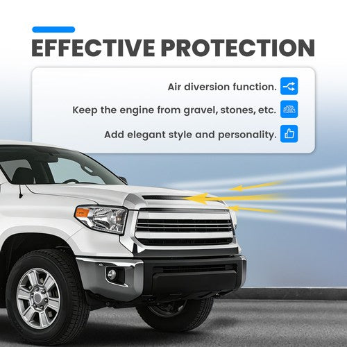 Solid Spare Chrome Front Upper Hood Bulge Molding Grille Trim For Toyota Tundra 2014-2021