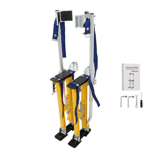 Solid Spare 24"-40" Aluminum Drywall Tool Yellow Adjustable Height Stilts For Painter Taping