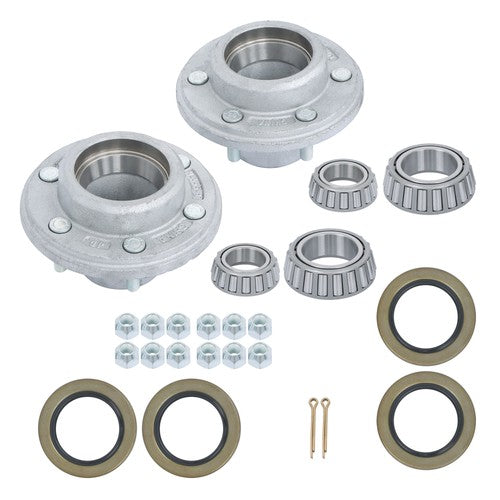 Solid Spare For 5200-6000lbs Spindle w/ Bearings 2 Sets 6 on 5.5" Galvanized Trailer Hub Kit