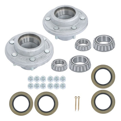 Solid Spare For 5200-6000lbs Spindle w/ Bearings 2 Sets 6 on 5.5" Galvanized Trailer Hub Kit