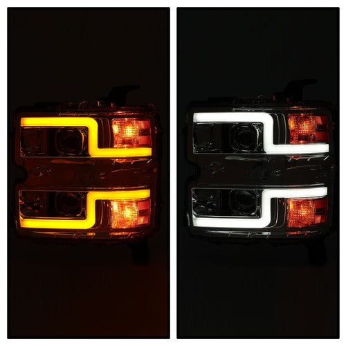 Solid Spare For 15-19 Chevy Silverado 2500HD 3500HD Sequential LED DRL Projector Headlights