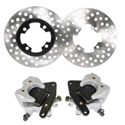 Solid Spare Front Brake Calipers & Brake Rotors For 2007-2014 Yamaha Grizzly 350 400 450 YFM