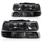 Solid Spare Pair Clear Lens Black Housing Headlights Fit For 99-02 Silverado/00-06 Suburban
