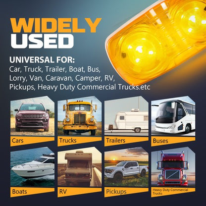 Solid Spare 10X Trailer Amber Marker LED Light Double Bullseye 10 Diodes Clearance Light