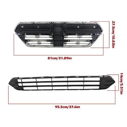 Solid Spare Fit For Subaru Outback 2015-2017 Plastic Front Upper & Lower Grilles 2 Pcs New