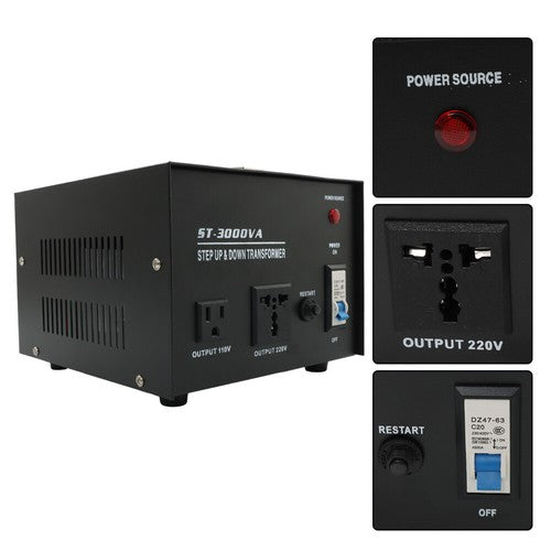 Solid Spare 3000W Step Up/Down 220V-110V /110V-220V Voltage Converter Transformer New