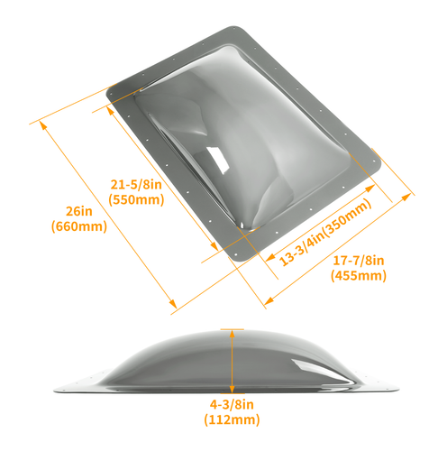 Solid Spare Tinted Plastic Skylight Cover Exterior 26"x18" For Camper Trailer RV #12080