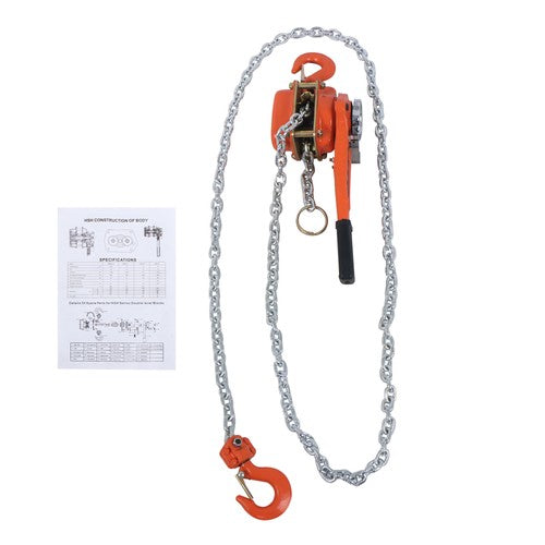 Solid Spare Lever Chain Hoist 1650Lbs Capacity 10Feet G80 Chain for Warehouse Machinery