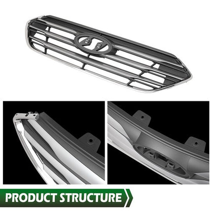Solid Spare Fit For 2017-2018 Hyundai Santa Fe Sport Front Bumper Upper Grille Assembly