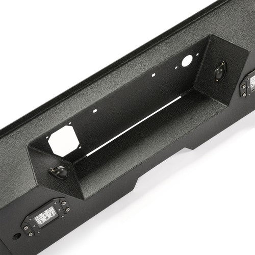 Solid Spare Fits 2015-2019 GMC Sierra 2500HD/3500HD Black Steel Rear Bumper with LED lights