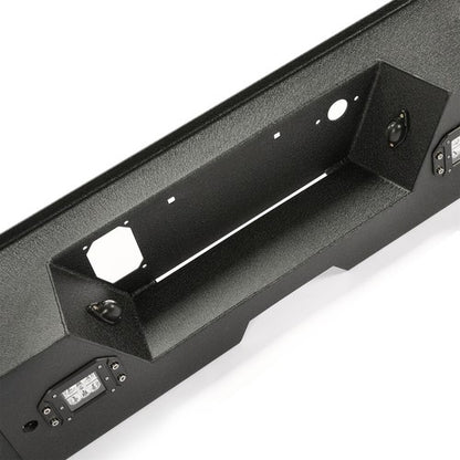 Solid Spare Fits 2015-2019 GMC Sierra 2500HD/3500HD Black Steel Rear Bumper with LED lights