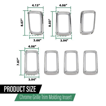 Solid Spare Front Grille Molding Trim Insert Bezel Fit For 11-17 Jeep Compass Silver