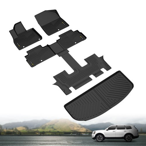 Solid Spare TPE Floor Mats & Trunk Cargo Liner Fit For 2020-2025 Kia Telluride All Weather